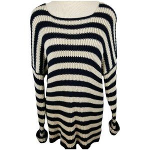NWOT Joe Browns Stripe‎ Chunky Knit Size 12/14 Navy Beige Long Sleeve Sweater